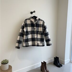 Banana Republic Factory Black and White Checkered Pea Coat